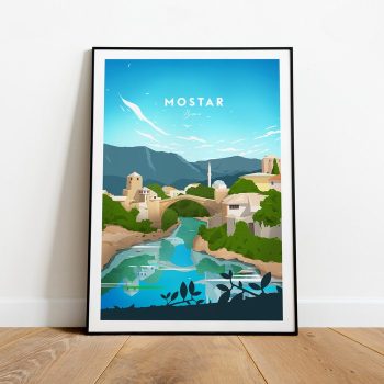 Mostar Traditional Travel Canvas Poster Print - Bosnia Mostar Poster Mostar Print