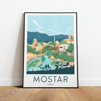Mostar Travel Canvas Poster Print - Bosnia Mostar Poster Mostar Print