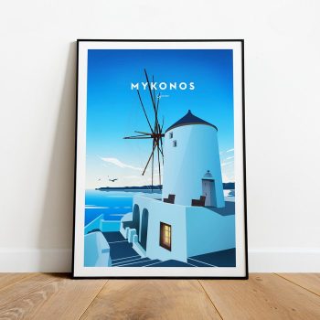 Mykonos Traditional Travel Canvas Poster Print - Greece Mykonos Print Mykonos Poster