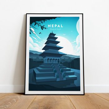 Nepal Traditional Travel Canvas Poster Print - Nyatapola Temple Nepal Print Nepal Poster Wall Art