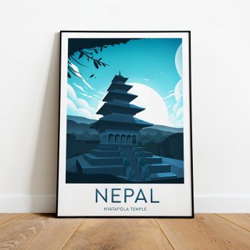 Nepal Travel Canvas Poster Print - Nyatapola Temple Nepal Print Nepal Poster Wall Art