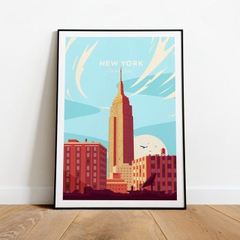 New York Traditional Travel Canvas Poster Print - United States