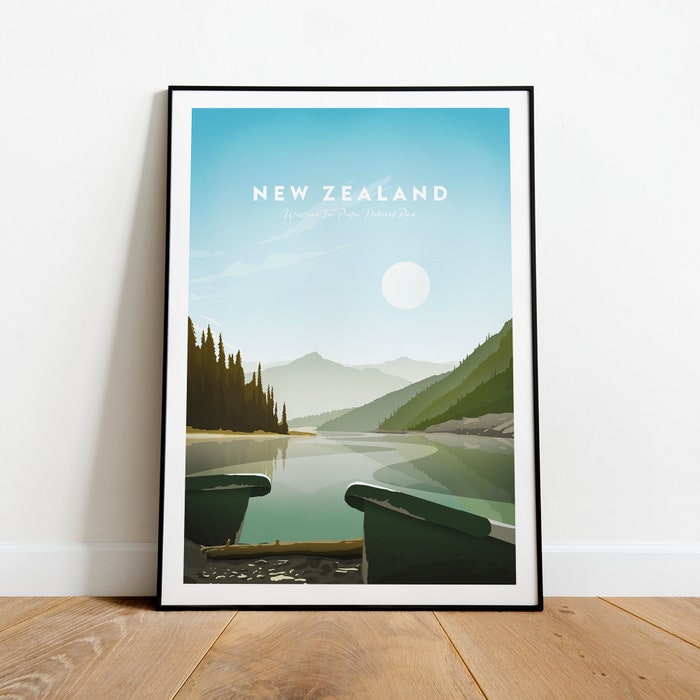 New Zealand Traditional Travel Canvas Poster Print - Tai Poutini