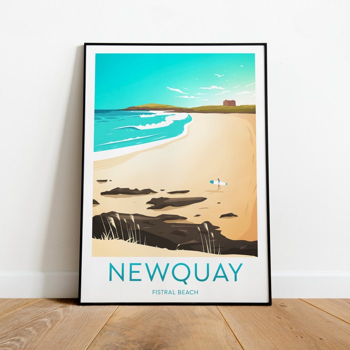 Newquay Travel Canvas Poster Print - Cornwall Newquay Print Newquay Poster Cornwall Poster