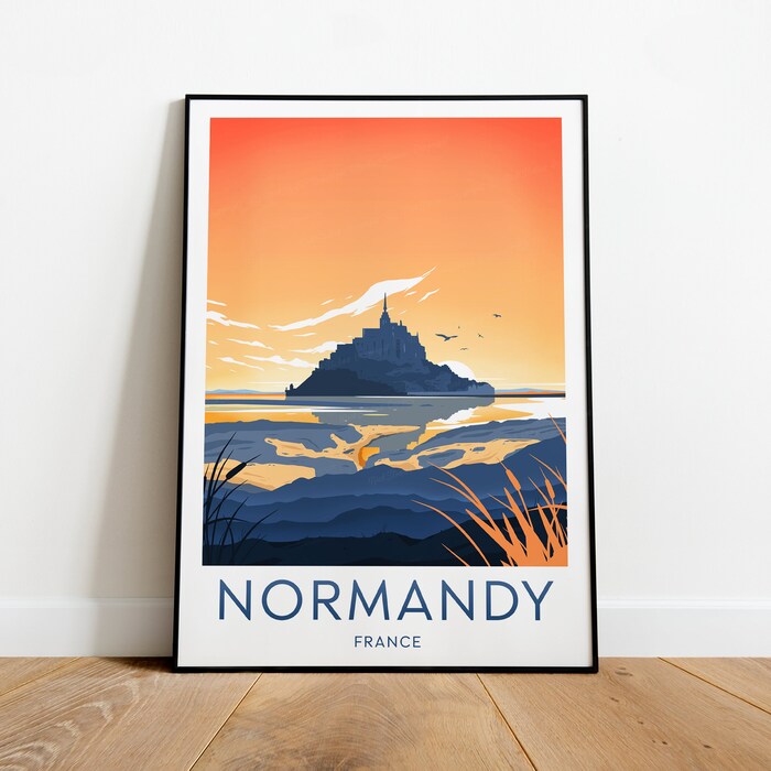 Normandy Evening Travel Canvas Poster Print - France Normandy Poster Normandy Artwork