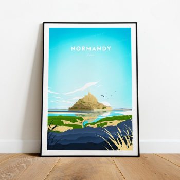 Normandy Traditional Travel Canvas Poster Print - France Normandy Poster Normandy Artwork