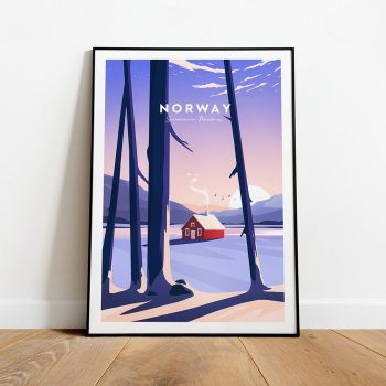 Norway Traditional Travel Canvas Poster Print - Scandinavian Mountains