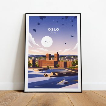 Oslo Traditional Travel Canvas Poster Print - Norway Oslo Poster Oslo Print Norway Poster