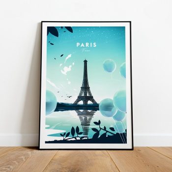 Paris Traditional Travel Canvas Poster Print - Eiffel Tower Paris Poster Eiffel Tower Print
