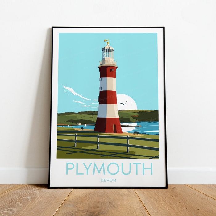 Plymouth Travel Canvas Poster Print - Devon