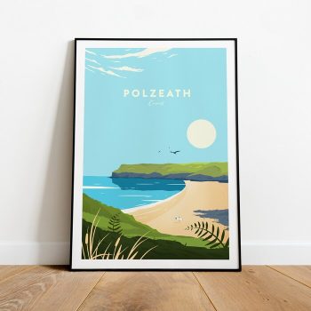 Polzeath Traditional Travel Canvas Poster Print - Cornwall Polzeath Print Polzeath Poster Cornwall Artwork Cornwall Print Cornwall Poster