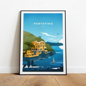 Portofino Traditional Travel Canvas Poster Print - Italy Portofino Poster Portofino Artwork Italy Print