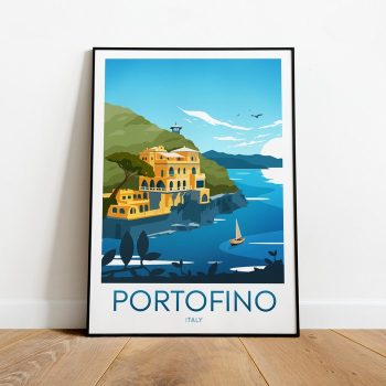 Portofino Travel Canvas Poster Print - Italy Portofino Poster Portofino Artwork Italy Print