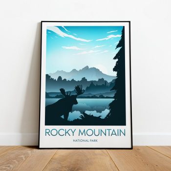 Rocky Mountain Travel Canvas Poster Print - National Park Rocky Mountain Print Rocky Mountain Poster National Park Artwork