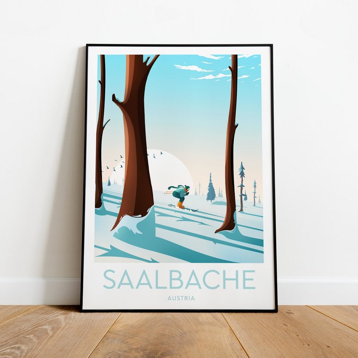 Saalbache Ski Travel Canvas Poster Print - Austria