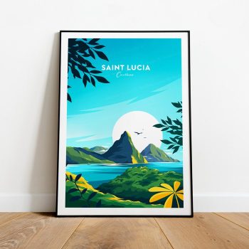 Saint Lucia Traditional Travel Canvas Poster Print - Caribbean