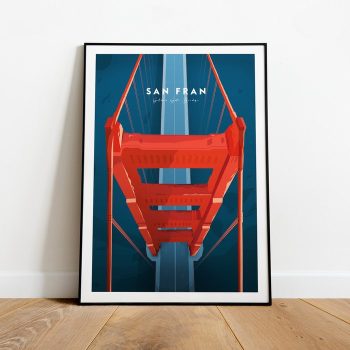 San Francisco Traditional Travel Canvas Poster Print - Golden Gate Bridge San Francisco Print Usa Poster