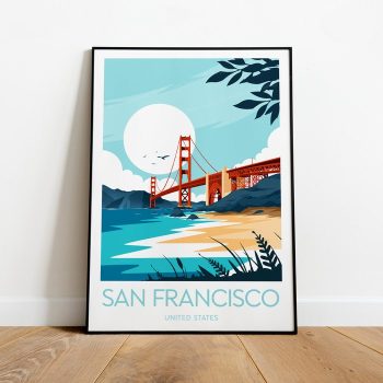 San Francisco Travel Canvas Poster Print - Golden Gate Bridge San Francisco Print Usa Poster