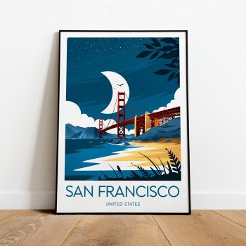 San Francisco Travel Canvas Poster Print - Golden Gate Bridge San Francisco Print Usa Poster