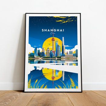 Shanghai Sunrise Traditional Travel Canvas Poster Print - China