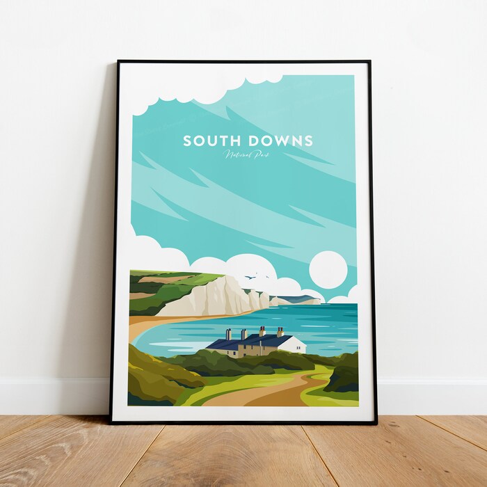 South Downs Traditional Travel Canvas Poster Print - National Park