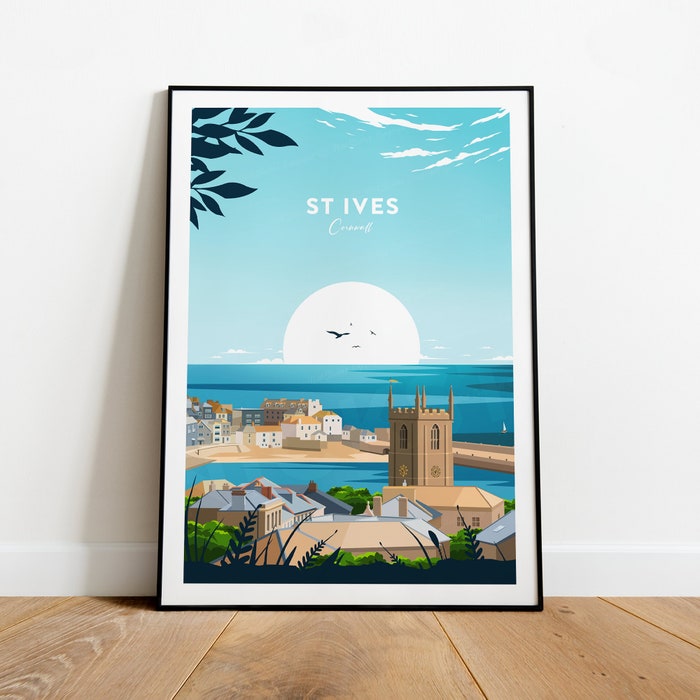 St Ives Travel Canvas Poster Print - Cornwall