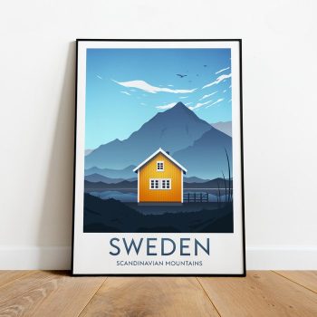 Sweden Travel Canvas Poster Print - Scandinavian Mountains Sweden Print Stockholm Poster