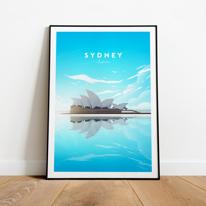 Sydney Traditional Travel Canvas Poster Print - Australia Sydney Print Sydney Poster Australia Print