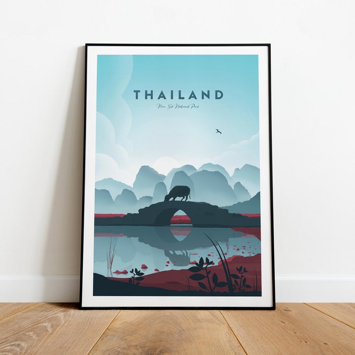 Thailand Traditional Travel Canvas Poster Print - Khao Sok National Park Thailand Print Thailand Poster Bangkok Print