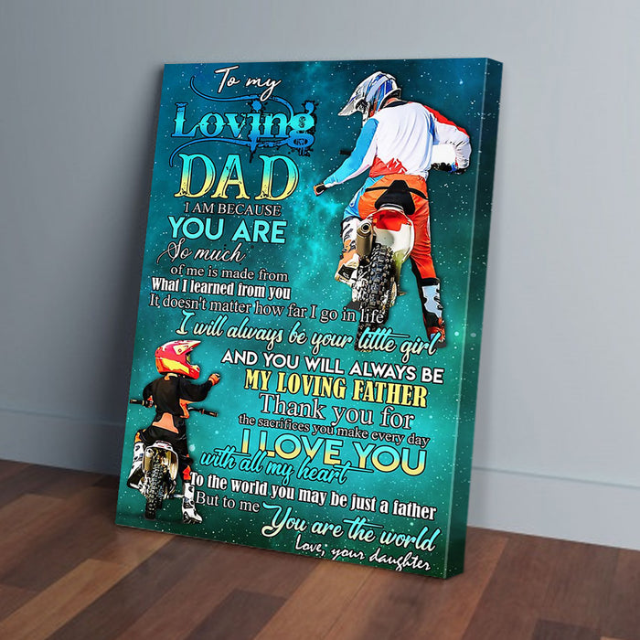 To My Dad Daughter Birtbikes Canvas Poster Prints Wall Art Decor