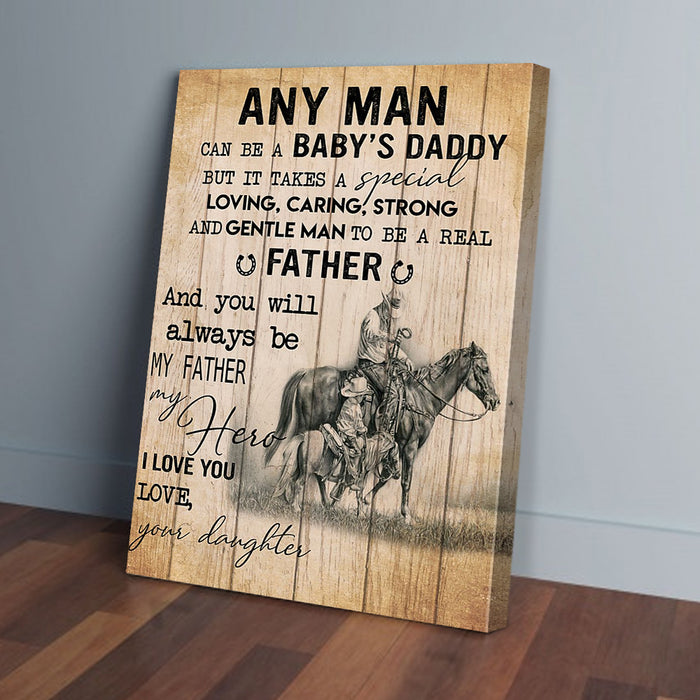 To My Dad Daughter Riding Horse Canvas Poster Prints Wall Art Decor