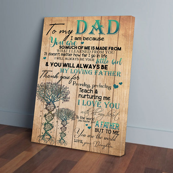 To My Dad Daughter Tree Canvas Poster Prints Wall Art Decor