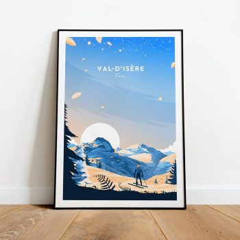 Val D'Isere Traditional Travel Canvas Poster Print - France Val D'Isere Poster Ski Poster Ski Resort Print Val D'Isere Ski