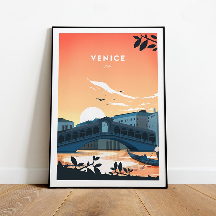 Venice Traditional Travel Canvas Poster Print - Italy Venice Print Venice Poster Italy Wall Art