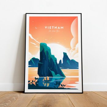 Vietnam Traditional Sunset Travel Canvas Poster Print - Ha Long Bay Vietnam Print Vietnam Poster Hanoi