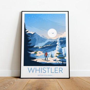 Whistler Travel Canvas Poster Print - British Columbia Whistler Poster Ski Poster Ski Resort Print Whistler Ski