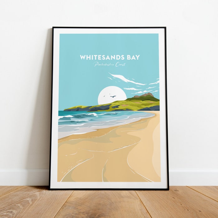 Whitesands Bay Travel Canvas Poster Print - Pembrokeshire Coast