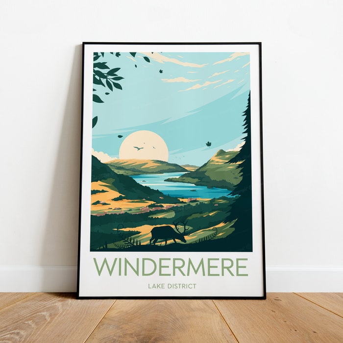 Windermere Travel Canvas Poster Print - Lake District Windermere Poster