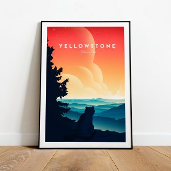 Yellowstone National Park Traditional Travel Canvas Poster Print Yellowstone Print Yellowstone Poster National Park Artwork