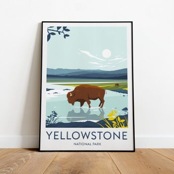 Yellowstone Travel Canvas Poster Print Usa National Park Yellowstone Print Birthday Artwork