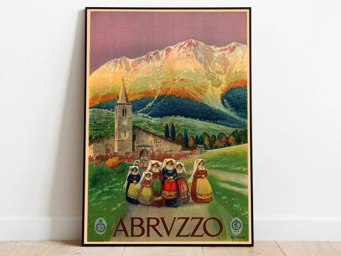 Abruzzo Vintage Travel Poster Art Canvas for Wall Decor Wall Art Print Wall Prints Hanger Framed Print Poster Art