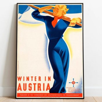 Austria Travel Poster Vintage Travel Print Austria Vintage Wall Art Print Canvas Print Wall Decor Hanger Framed Print