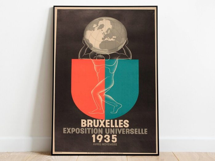 Brussels Travel Poster Vintage Travel Print Belgium Wall Art Print Canvas Print Wall Decor Hanger Framed Print