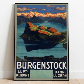 Burgenstock Wall Art Print Wall Art Canvas Hanger Framed Print Poster Vintage Framed Art Gallery Wall Prints