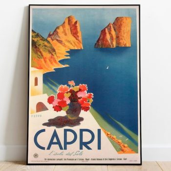 Capri Art Print Vintage Wall Art Print Italy Retro Wall Poster Canvas Print Hanger Framed