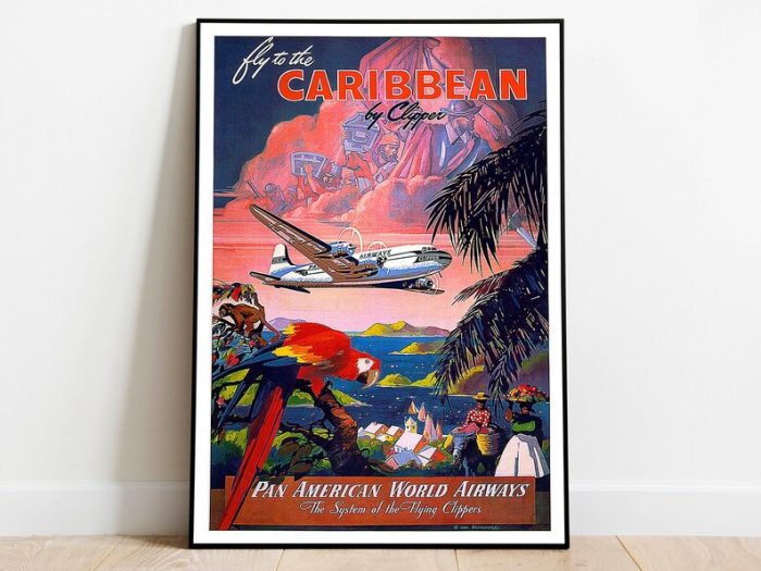 Caribbean Travel Poster Vintage Travel Print Caribbean Wall Art Print Canvas Print Wall Decor Hanger Framed Print