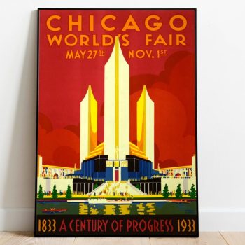 Chicago Travel Poster Vintage Travel Print Chicago Wall Art Print Canvas Print Wall Decor Hanger Framed Print