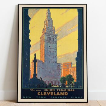 Cleveland Poster Vintage Framed Art Cleveland Vintage Travel Poster Canvas Print Wall Art Wall Prints Poster Art Wall Art Decor