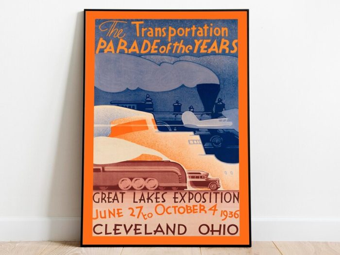Cleveland Poster Vintage Framed Art Ohio Vintage Travel Poster Canvas Print Wall Art Wall Prints Poster Art Wall Art Decor