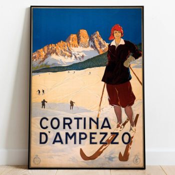 Cortina d'Ampezzo Vintage Poster Italy Vintage Travel Prints Framed Prints Wall Prints Hanger Framed Print Poster Art